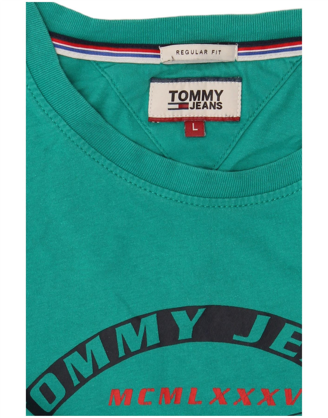 Męski T-shirt z grafiką o regularnym kroju Tommy Hilfiger, duży, turkusowy