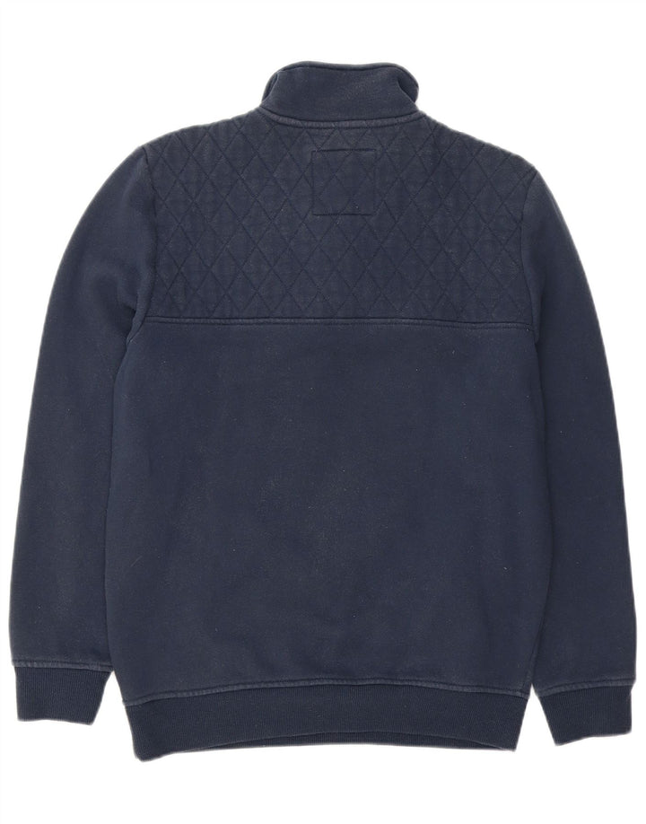 CREW CLOTHING Mens Zip Neck Sweatshirt Jumper Medium Navy Blue Cotton