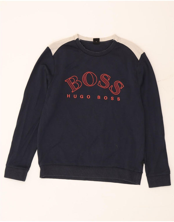 Damska bluza z grafiką Hugo Boss UK 18 XL, granatowa, z blokami kolorów