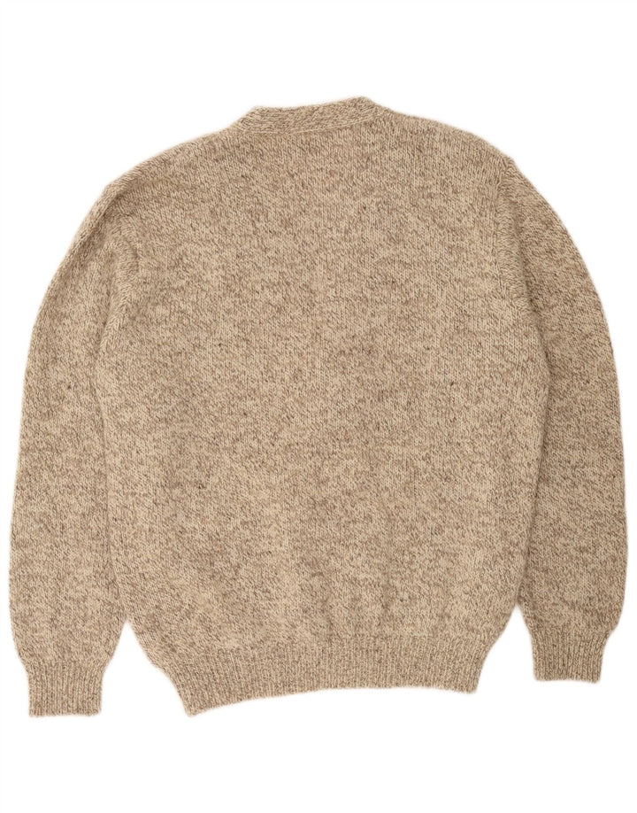 L.L.Bean Męski sweter kardiganowy, duży, beżowy, wełniany