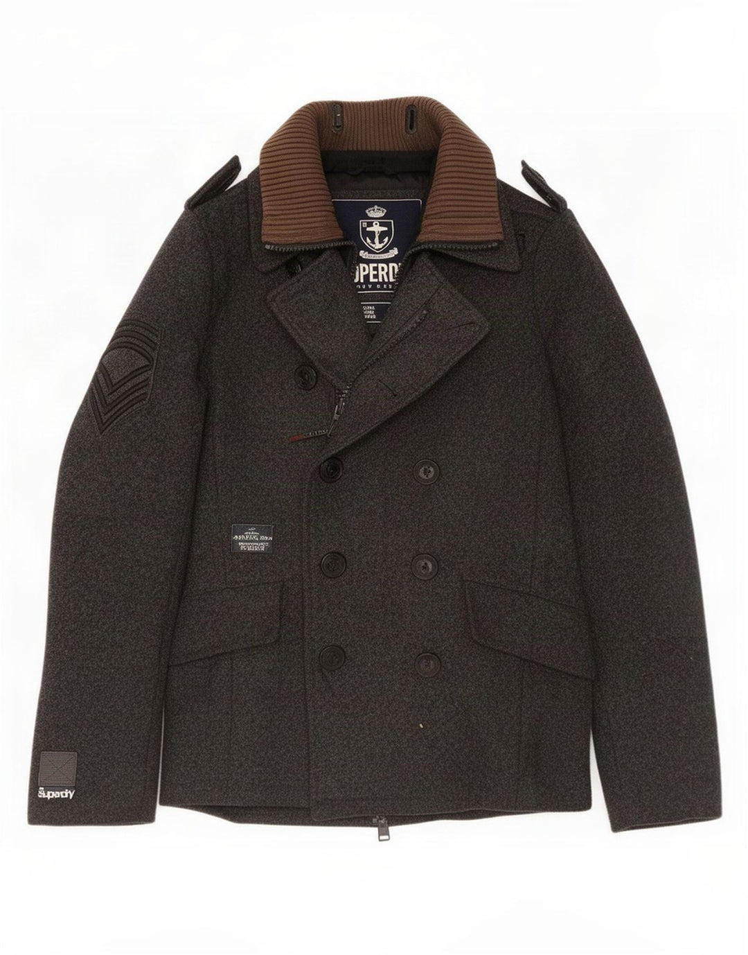 Płaszcz męski Superdry Pea Coat UK 38 Średnioszary wełniany