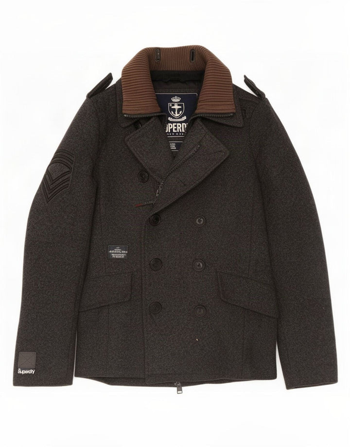 Płaszcz męski Superdry Pea Coat UK 38 Średnioszary wełniany