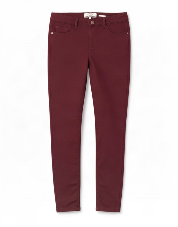 Damskie jeansy Jegging Fat Face UK 10 Small W26 L28 Burgundowa bawełna