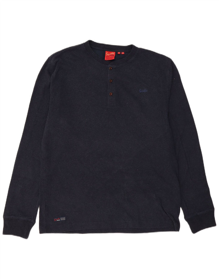 Męski top Superdry z długim rękawem 2XL, granatowy, bawełniany