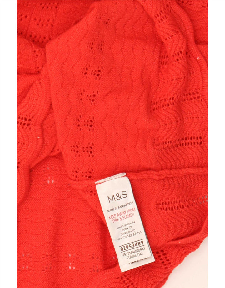 Marks & Spencer Damski sweter z dekoltem w kształcie litery V, UK 14, średni czerwony poliester