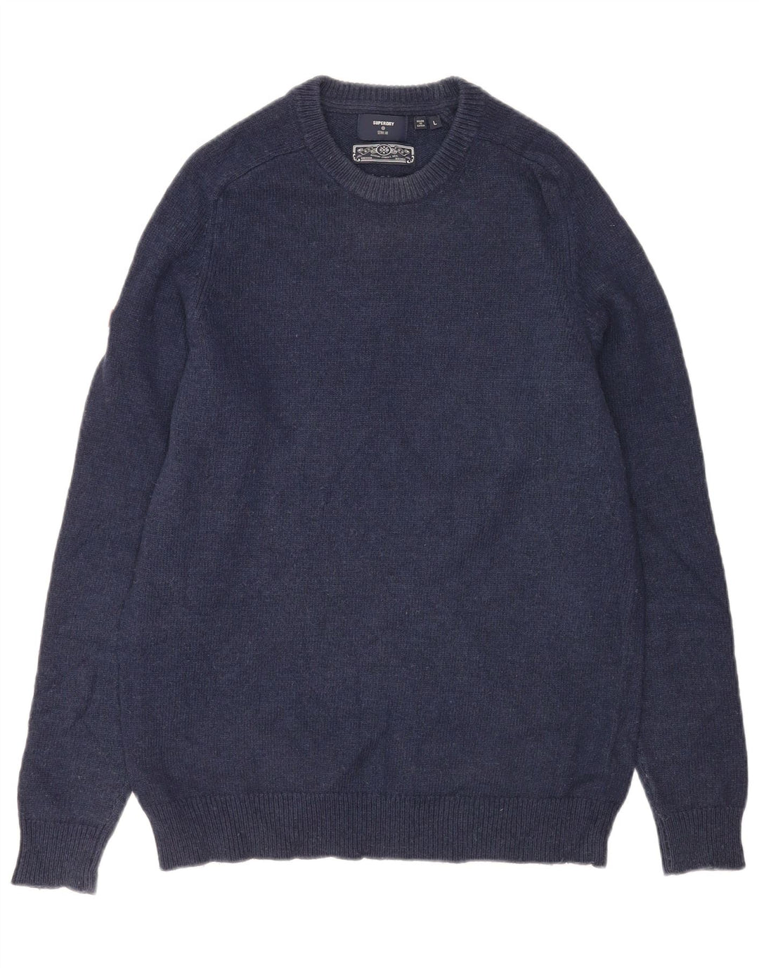 Męski sweter Superdry z okrągłym dekoltem, duży, granatowy, z owczej wełny