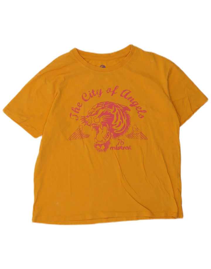 Damska koszulka graficzna Mistral Top UK 16, duża, żółta