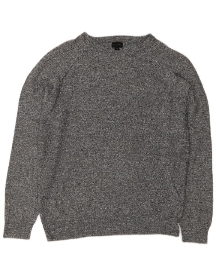 Męski sweter J. Crew z okrągłym dekoltem, średnioszary, bawełniany w plamki