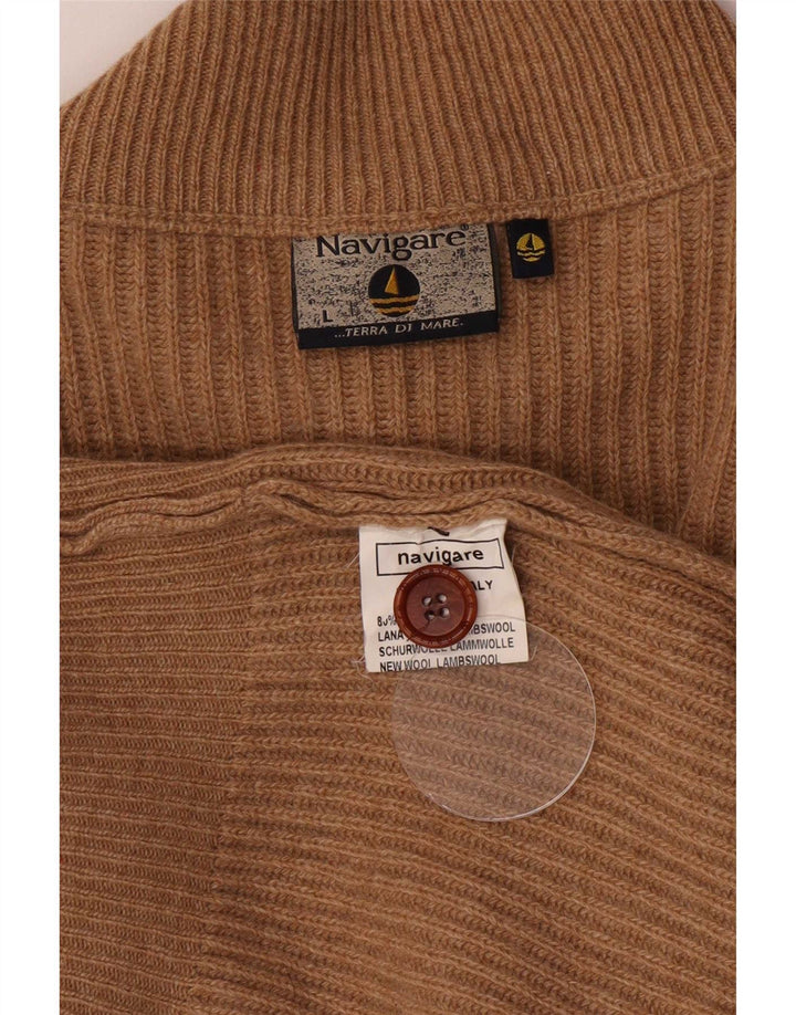 Sweter męski Navigare, duży, beżowy, z owczej wełny