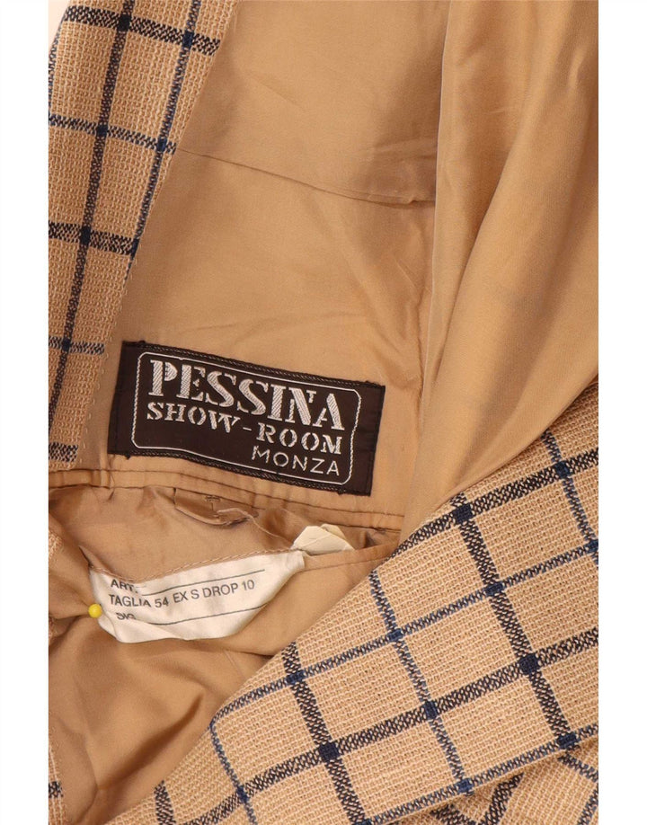 Cerruti 1881 Męska marynarka zapinana na 2 guziki IT 54 2XL Beżowa kratka klasyczna