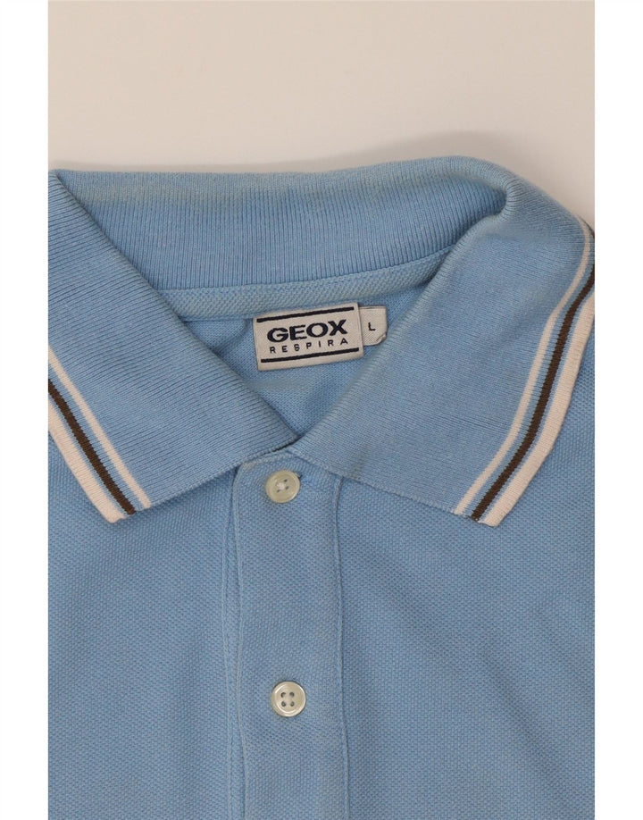 GEOX RESPIRA Mens Polo Shirt Large Blue Cotton Vintage Geox Respira and Second-Hand Geox Respira from Messina Hembry 