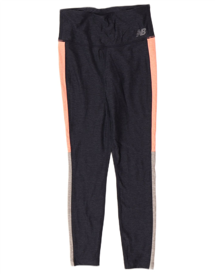Legginsy damskie New Balance UK 8, małe, granatowe, z poliestru w blokach kolorów