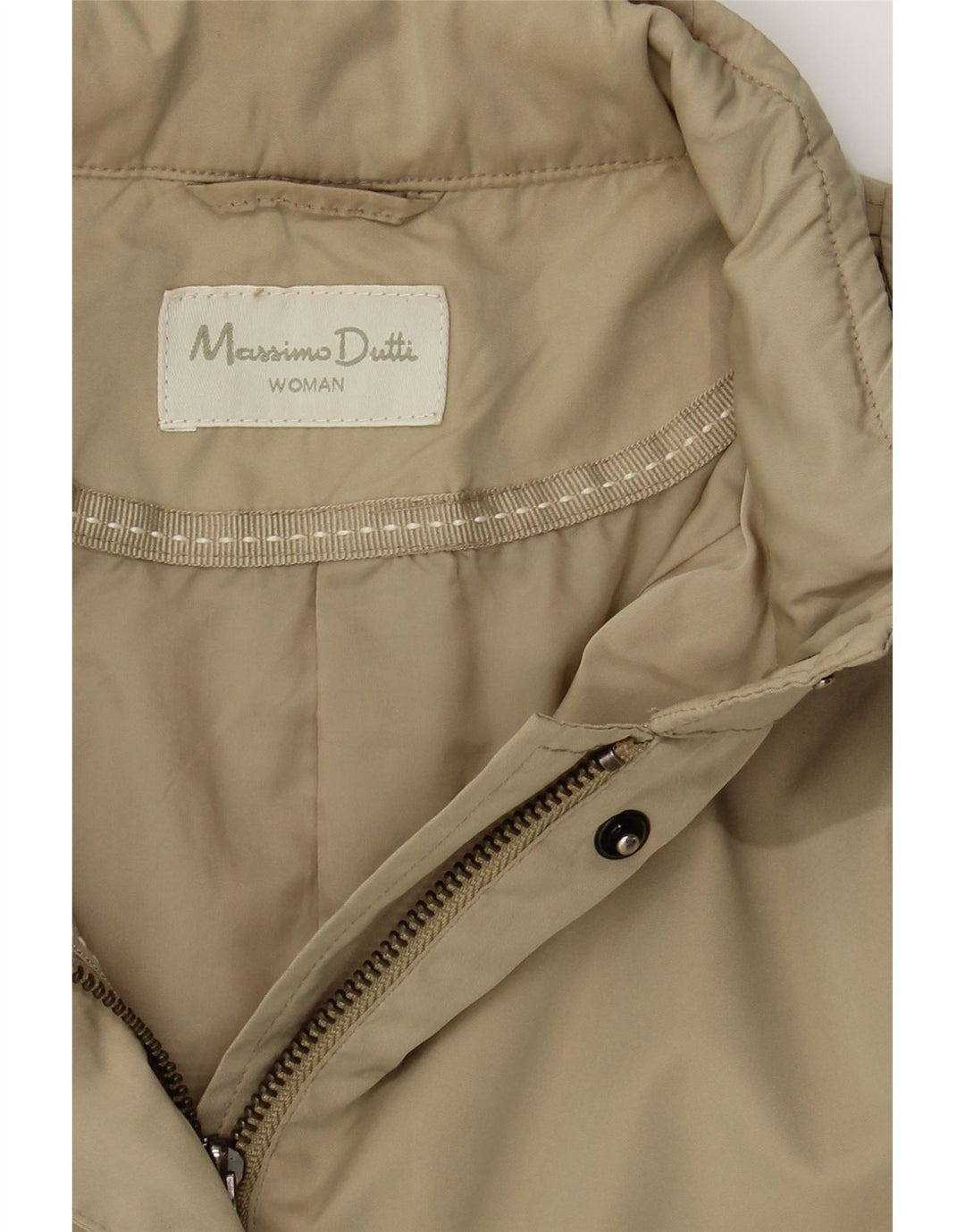 MASSIMO DUTTI Womens Hooded Military Jacket UK 14 Medium Beige Polyester Vintage Massimo Dutti and Second-Hand Massimo Dutti from Messina Hembry 