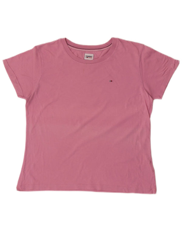 T-shirt damski Tommy Hilfiger Top UK 14, duży, różowy, bawełniany