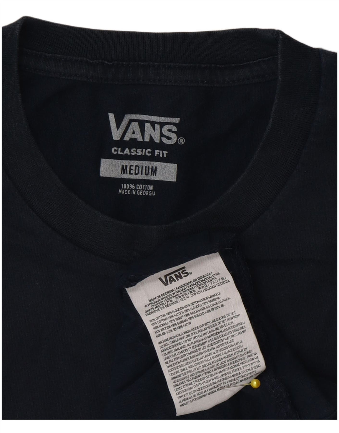 T-shirt męski Vans o klasycznym kroju, średni, granatowy, bawełniany