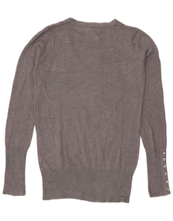 Sweter damski Zara z dekoltem w kształcie litery V, UK 10, mały, szary