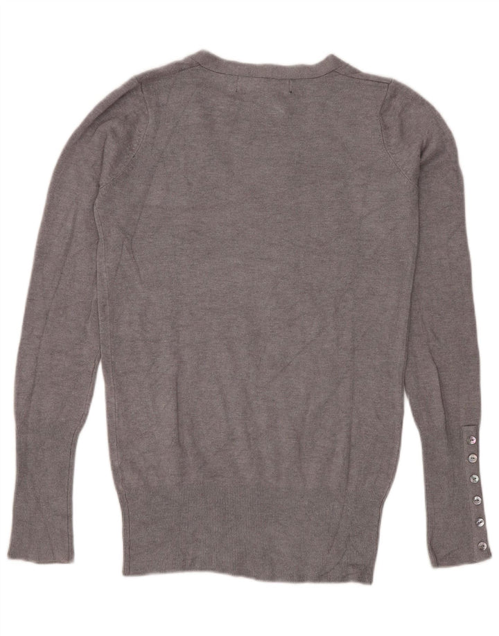 Sweter damski Zara z dekoltem w kształcie litery V, UK 10, mały, szary