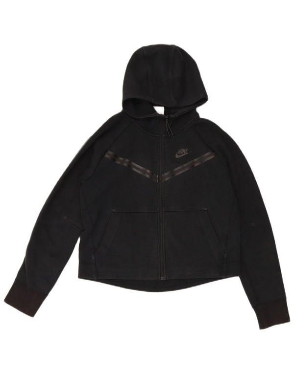 Damski sweter oversize z kapturem i zamkiem błyskawicznym Nike UK 6 XS, czarna bawełna