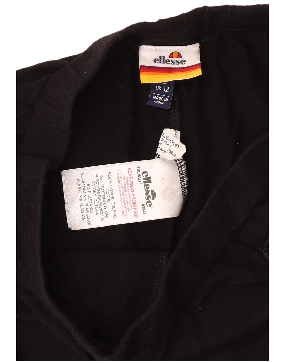 Damskie legginsy graficzne ELLESSE UK 12, średnie, czarne, bawełniane