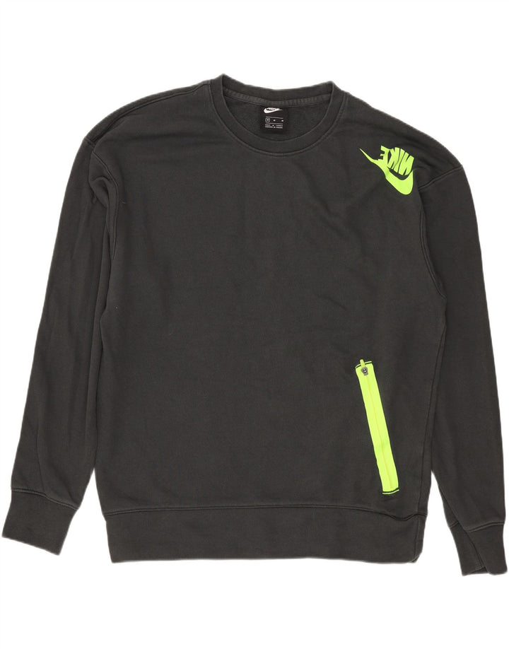Męski sweter z grafiką NIKE, średnioszary, bawełniany