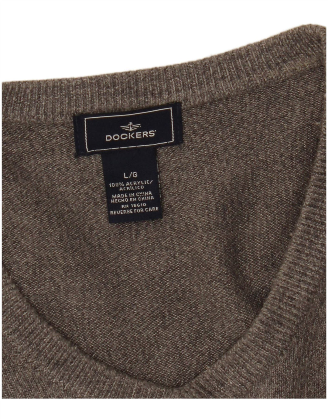 Męski sweter Dockers z dekoltem w kształcie litery V, duży, szary, akrylowy