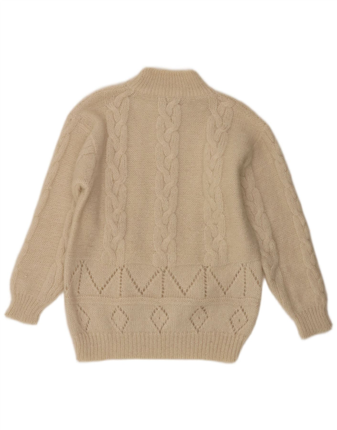 Sweter Damski Vintage z Golfem UK 16 Duży Ecru