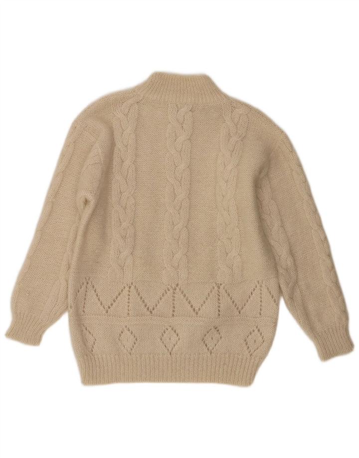 Sweter Damski Vintage z Golfem UK 16 Duży Ecru