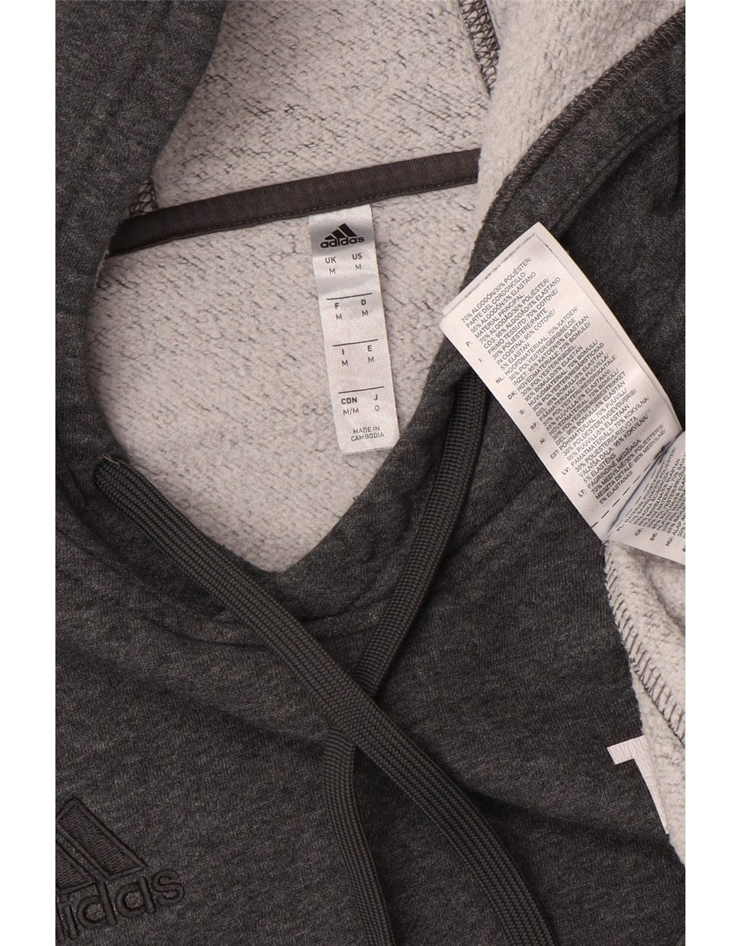 ADIDAS Mens Graphic Hoodie Jumper Medium Grey Flecked Cotton