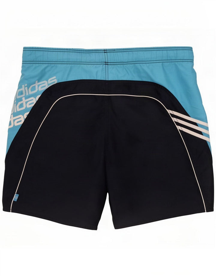 Męskie spodenki kąpielowe Adidas z grafiką, średnie, granatowe, z blokami kolorów, poliester