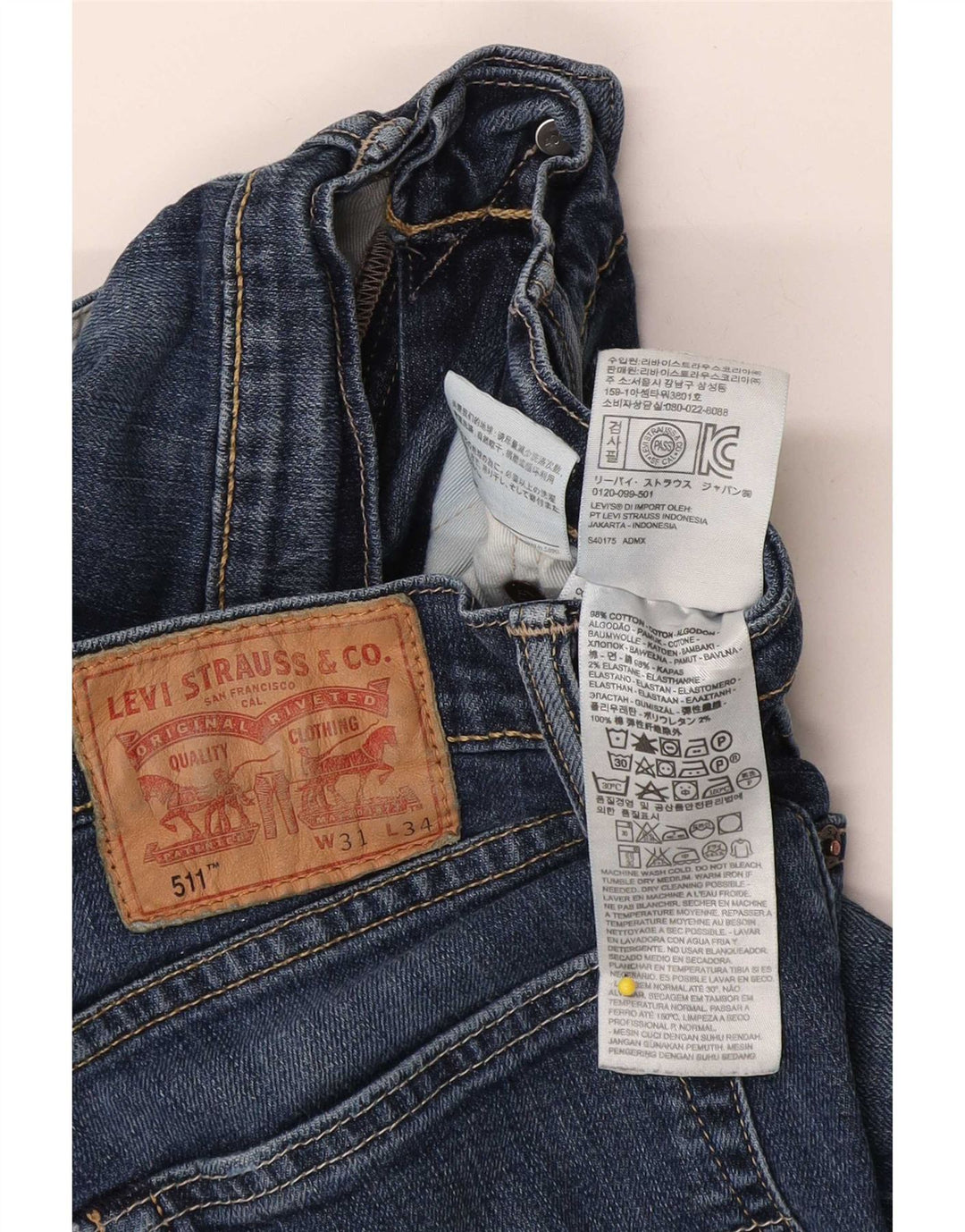 Męskie jeansy Levi's 511 Slim W31 L34 Niebieskie bawełniane