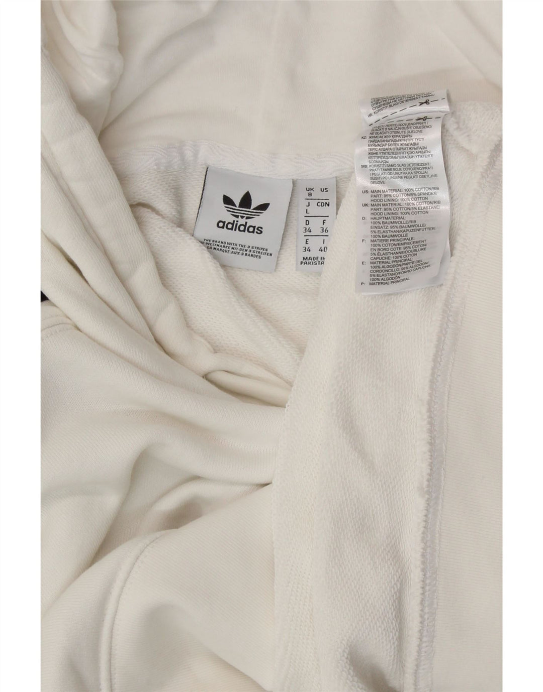 Damski sweter oversize ADIDAS z kapturem UK 8, mały, biały, bawełniany