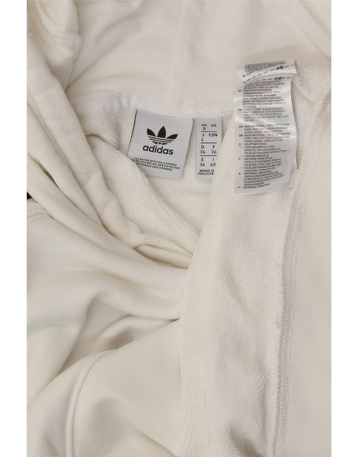 Damski sweter oversize ADIDAS z kapturem UK 8, mały, biały, bawełniany
