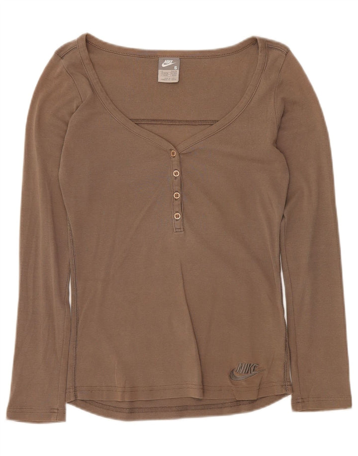 Damski top NIKE z długim rękawem, UK 8/10, mały, szary, bawełniany