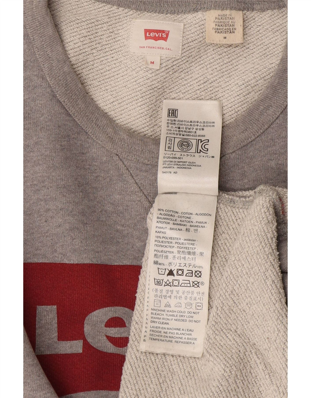 Męska bluza z grafiką Levi's, średnioszara, bawełniana