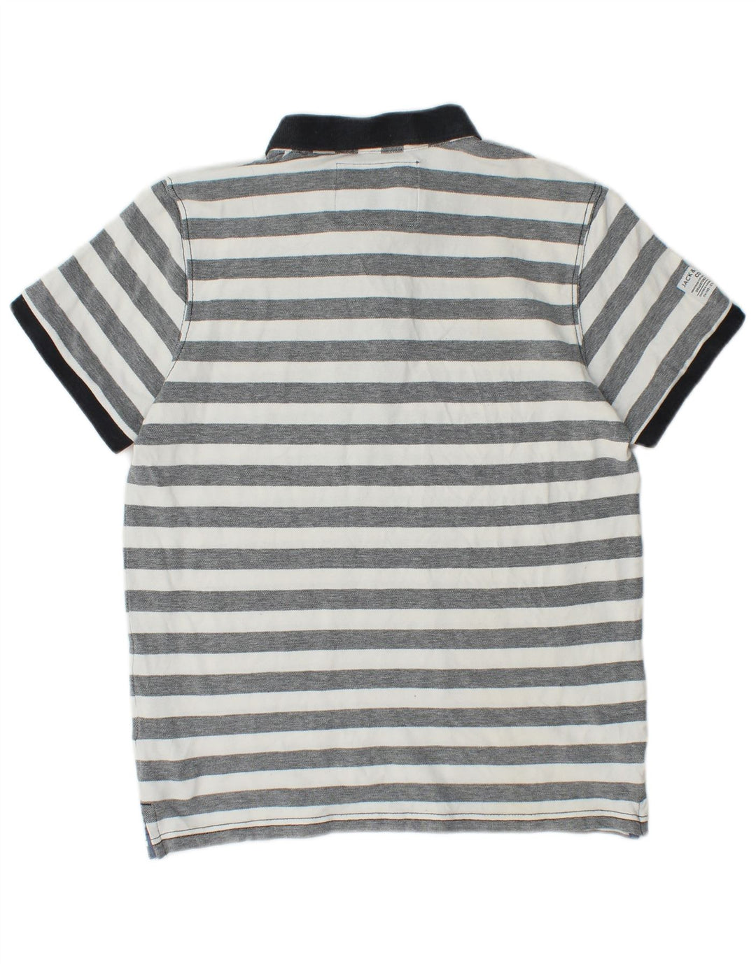 JACK & JONES Boys Polo Shirt 13-14 Years Medium  Grey Striped Cotton