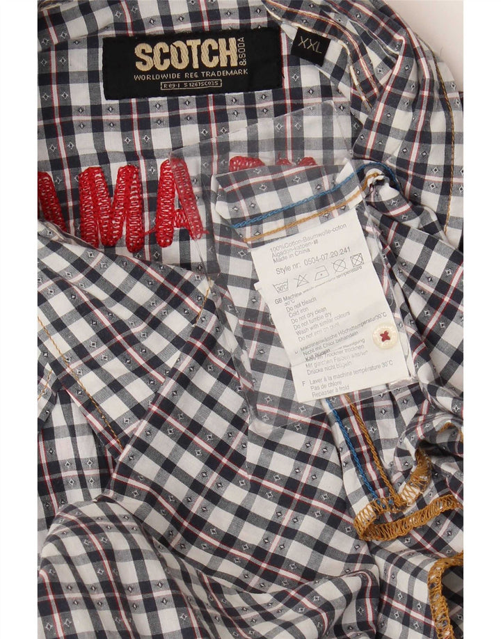 Męska koszula graficzna Scotch & Soda 2XL, czarna, bawełniana w kratkę