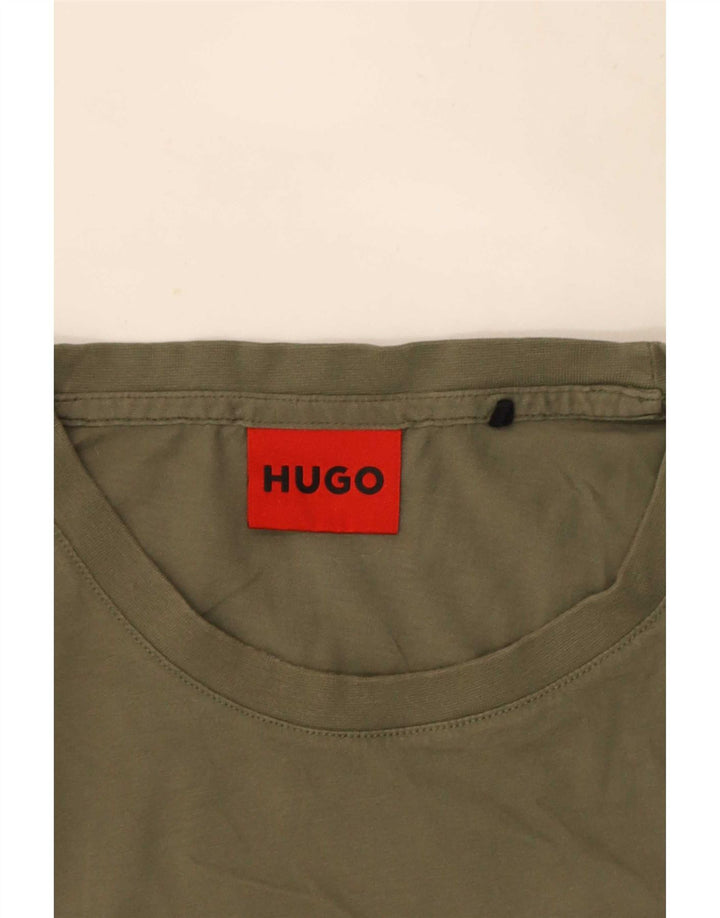 Męski T-shirt z grafiką Hugo Boss, duży, khaki