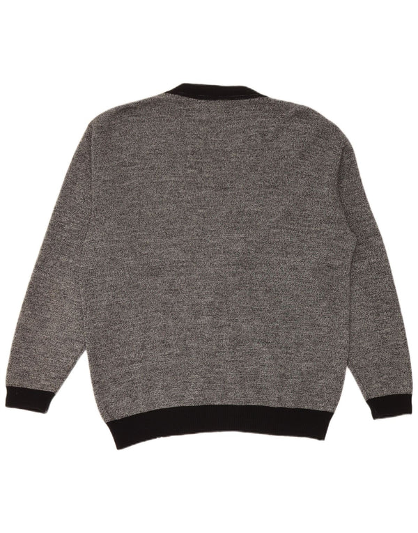 Vintage męski sweter kardigan IT 50 w średnie szare paski