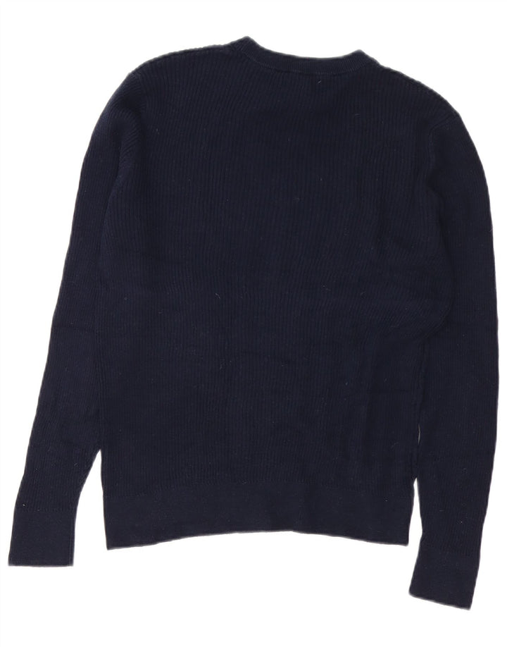 Męski sweter z okrągłym dekoltem Zara, średni granatowy, bawełniany