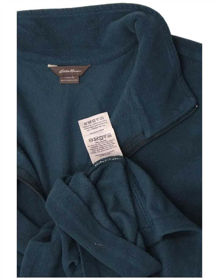 Damski sweter polarowy Eddie Bauer z zamkiem błyskawicznym UK 16, duży niebieski poliester