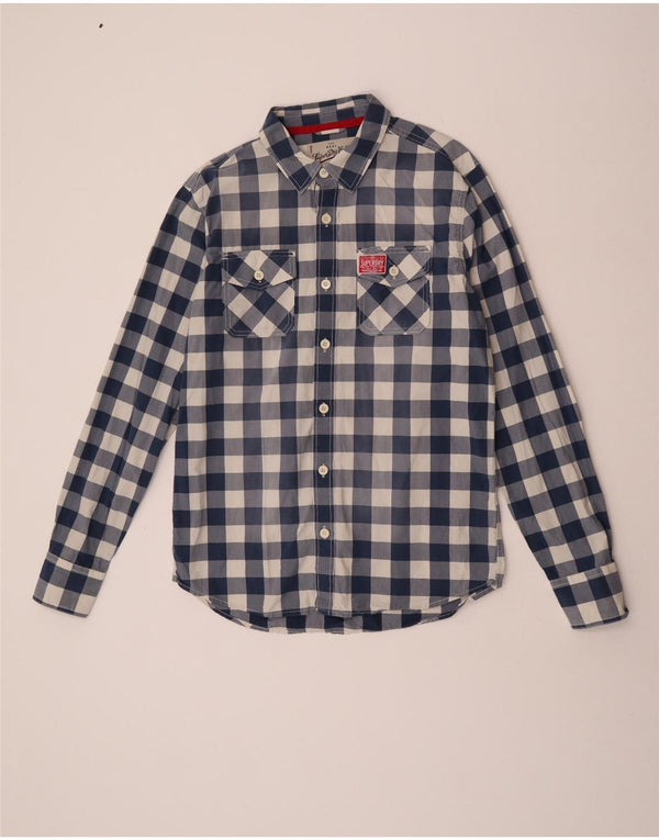 Koszula męska Superdry 2XL, niebieska bawełniana kratka