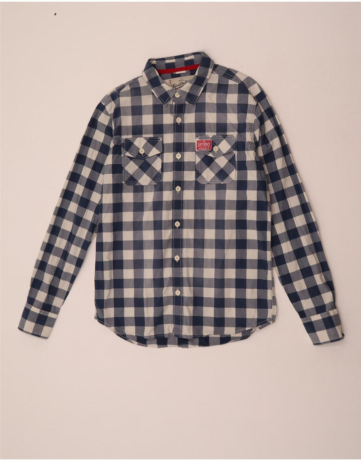 Koszula męska Superdry 2XL, niebieska bawełniana kratka