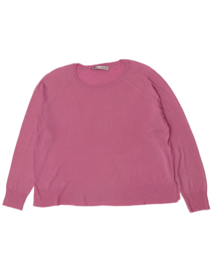 Sweter damski Zara z dekoltem w łódkę UK 14, średni róż