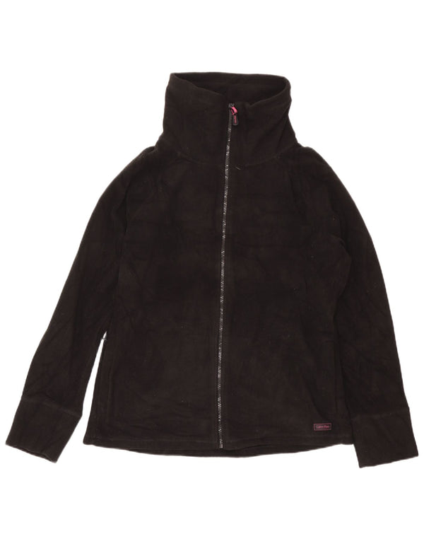 Calvin Klein Womens Graphic Fleece Jacket UK 16 Large Black Polyester