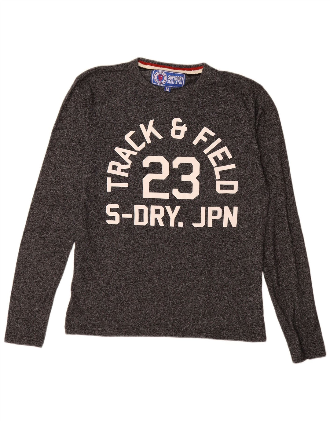 Męski graficzny top Superdry z długim rękawem, średnioszary, bawełniany