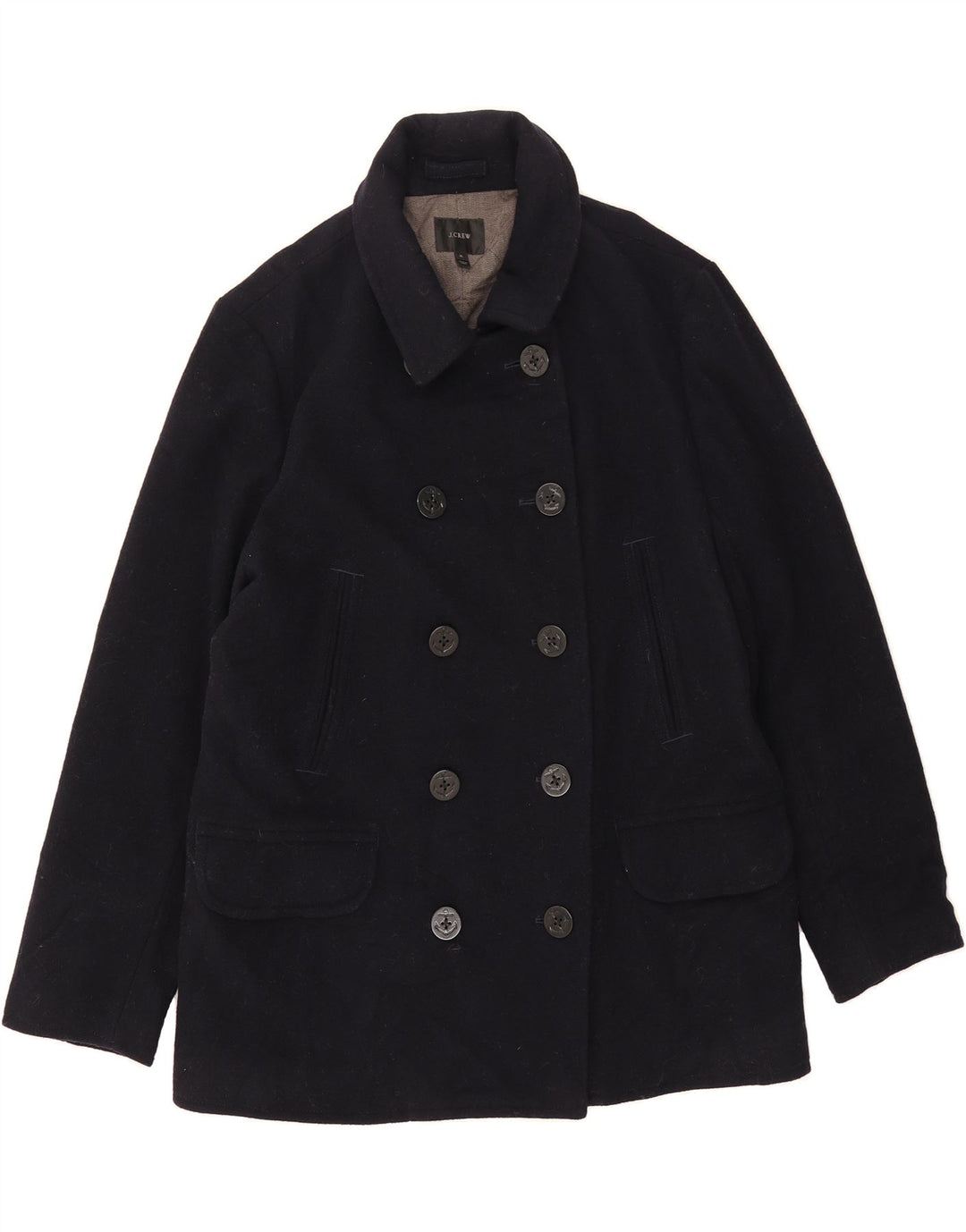 J. CREW Męski płaszcz grochowy UK 42 XL, granatowo-wełniany