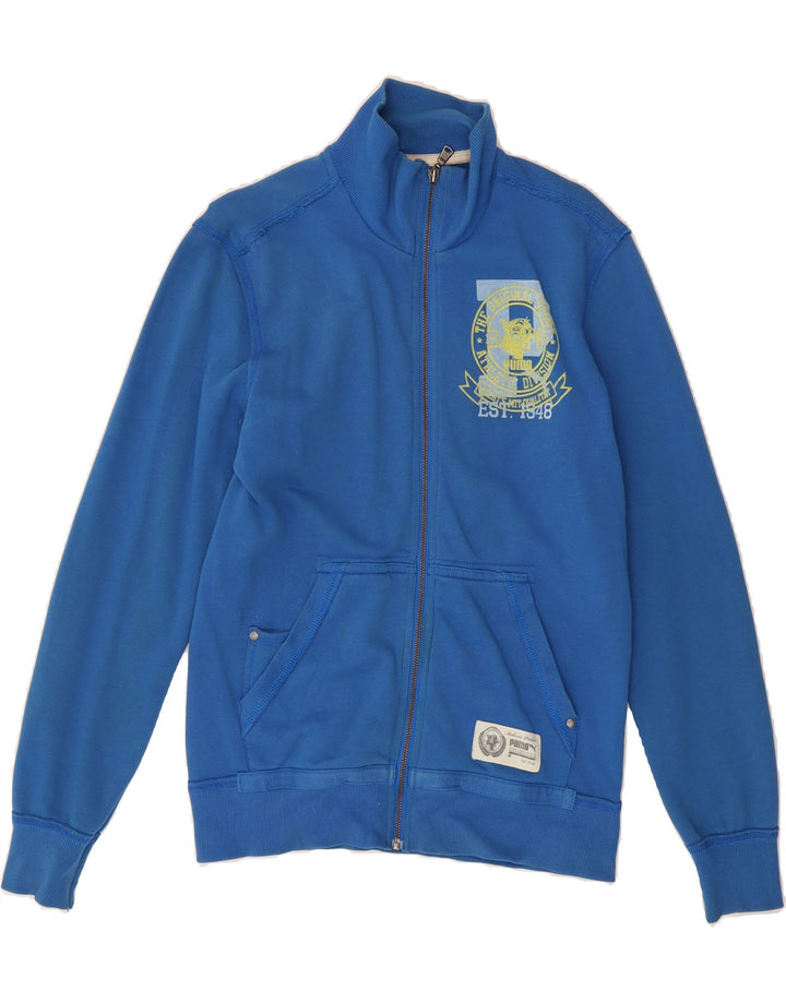 PUMA Mens Graphic Tracksuit Top Jacket Small Blue Vintage Puma and Second-Hand Puma from Messina Hembry 