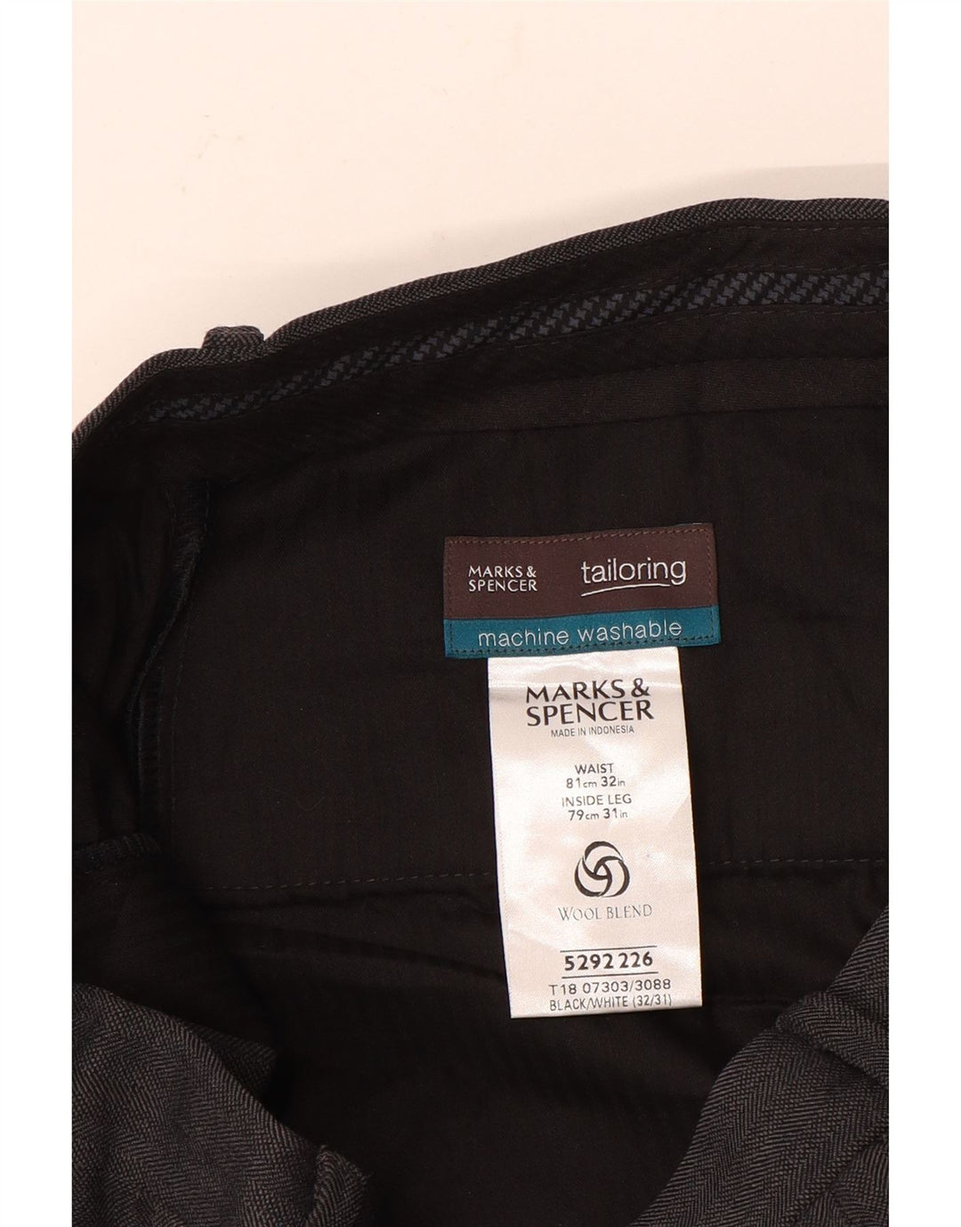 Marks & Spencer Męskie proste spodnie garniturowe W32 L31 Szary poliester