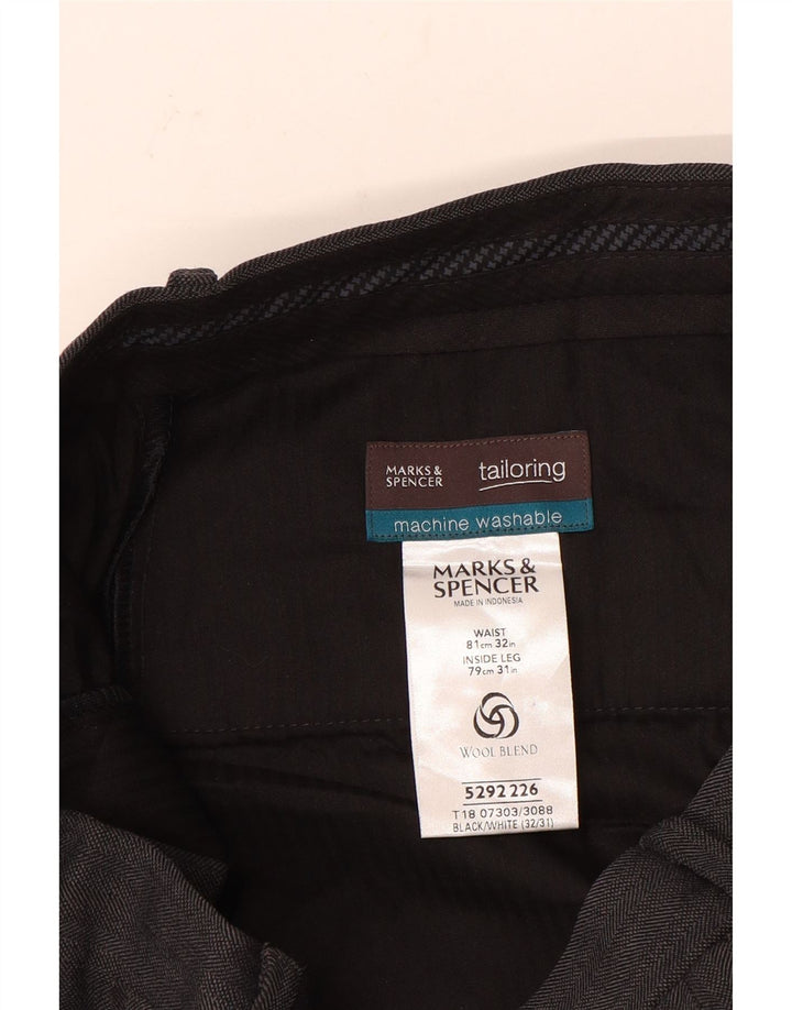 Marks & Spencer Męskie proste spodnie garniturowe W32 L31 Szary poliester