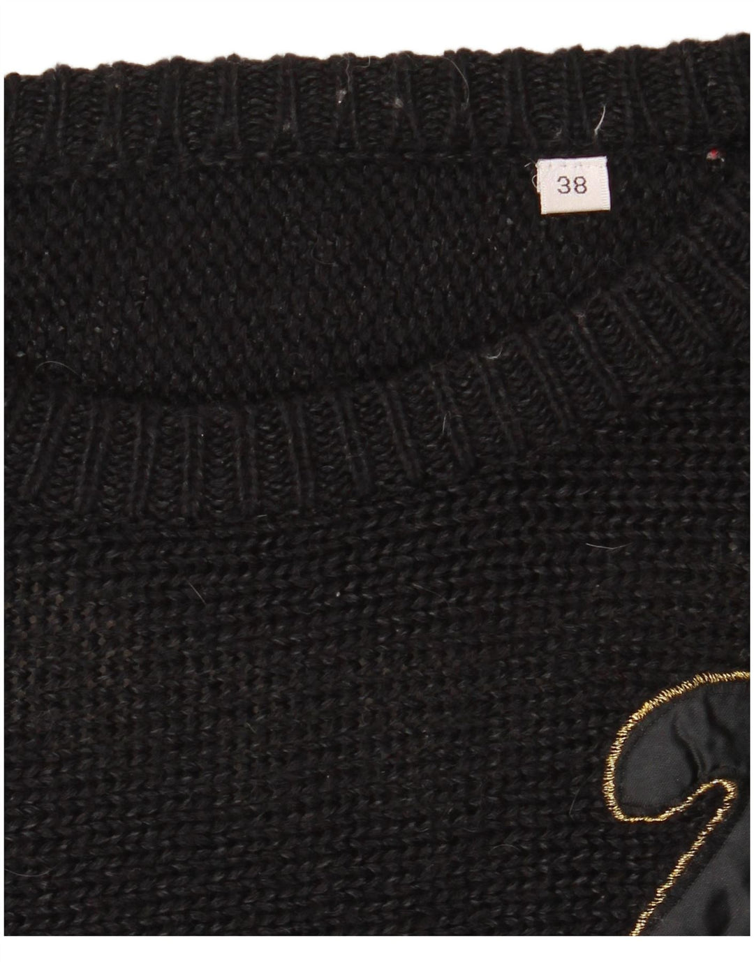 Sweter damski VINTAGE z okrągłym dekoltem EU 38, średni czarny, blok kolorów